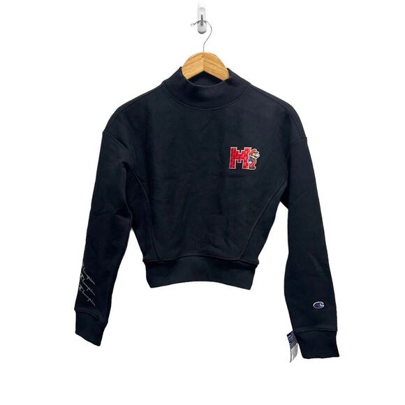 NWT Champion X Mario Bros Crop Sweatshirt Black Size XS - Picture 1 of 8